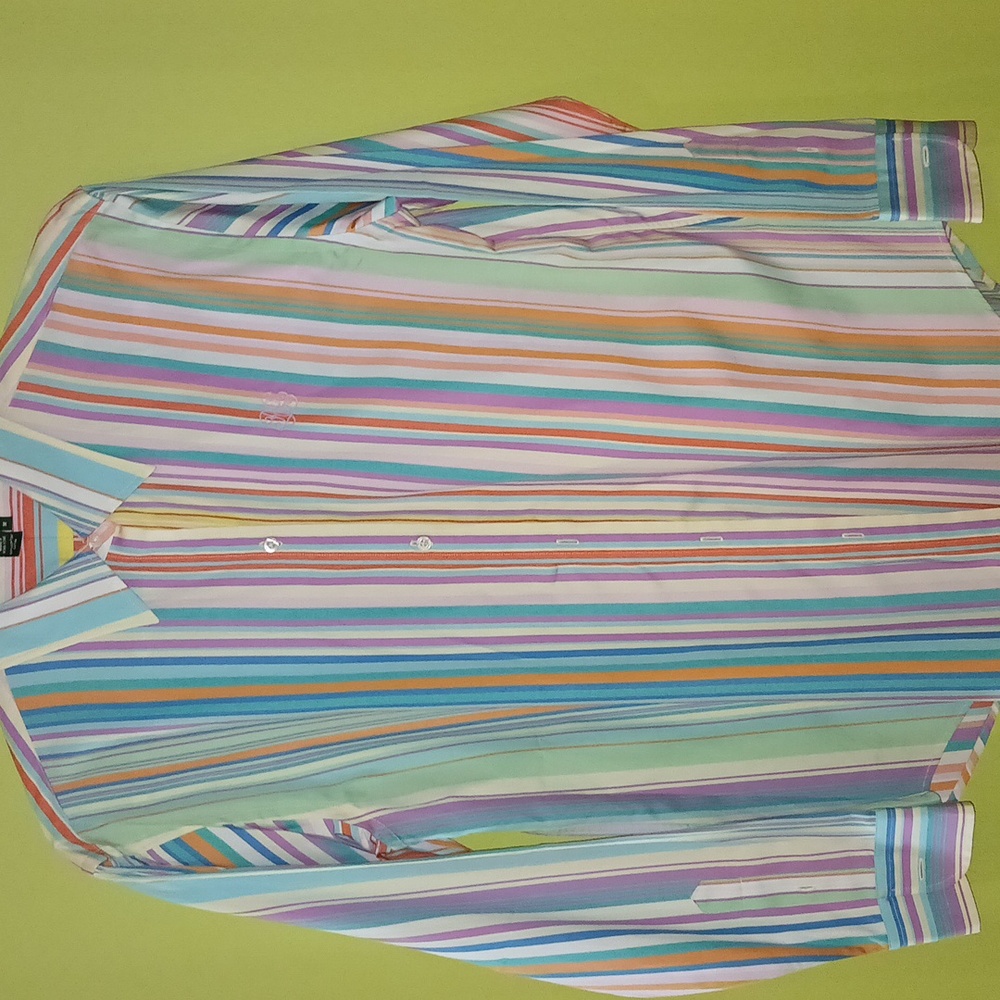 Ralph Lauren With Bright Stripes Woven Shirt, Size: Medium
